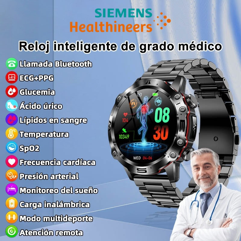 Medidor de glucosa en sangre multifuncional no invasivo + RELOJ INTELIGENT SIEMENS (Garantía de 5 años)
