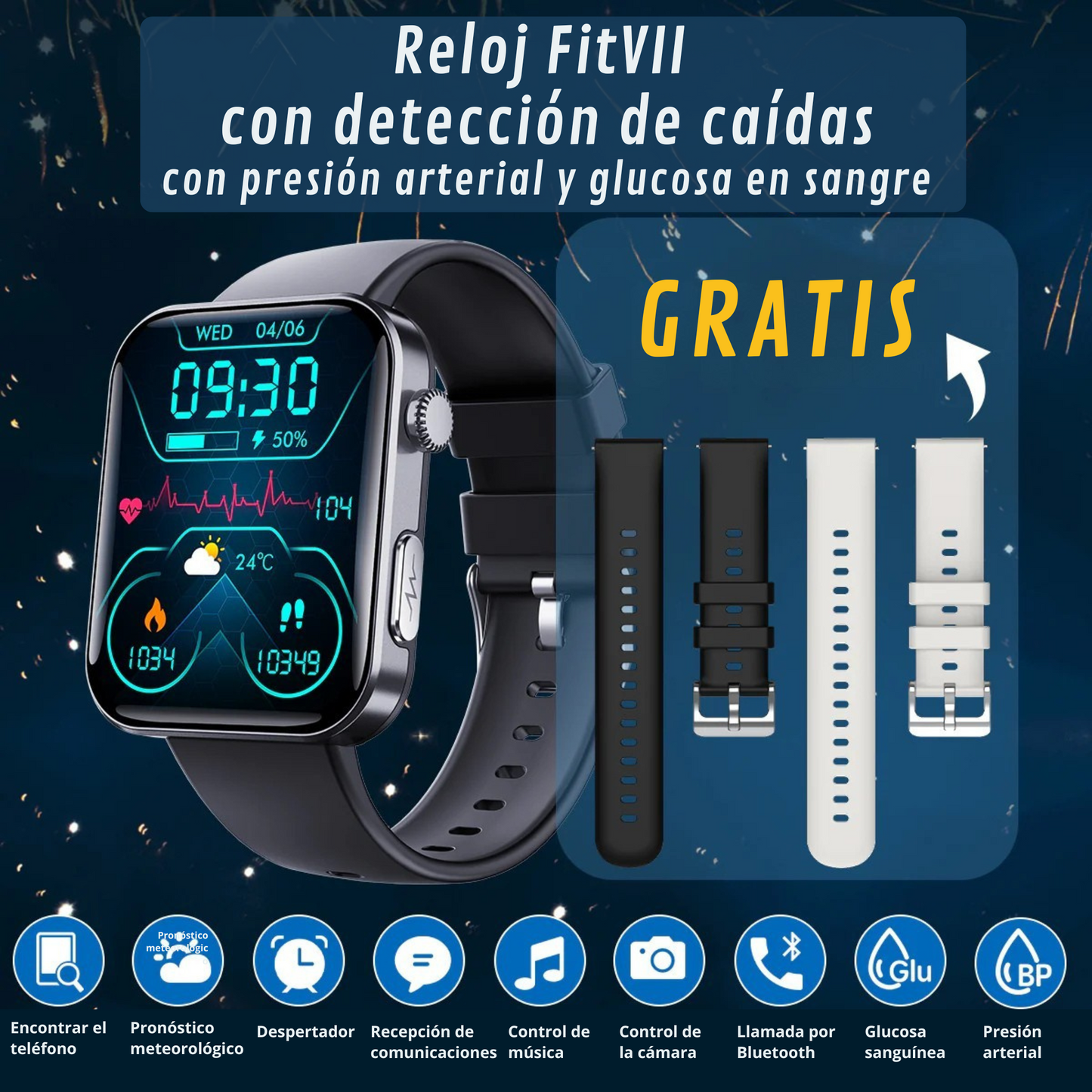 Medidor de glucosa en sangre multifuncional  GLUCOMEDIC + Reloj Monitorizador - COMPRA 1 Y RECIBE OTRO GRATIS