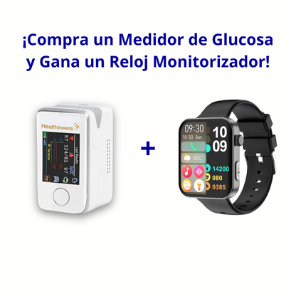 Medidor de glucosa en sangre multifuncional  GLUCOMEDIC + Reloj Monitorizador - COMPRA 1 Y RECIBE OTRO GRATIS